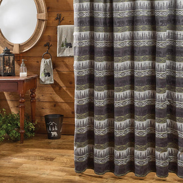 Set of 2 Green Mountain Bear Shower Curtain - Park Designs - The Fox Decor